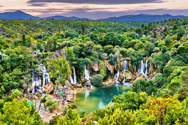 visiting the kravica waterfalls