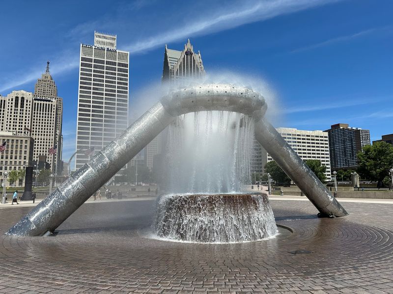 A Fountain, A Famous Fist And A View Straight Into Canada A Fountain, A Famous Fist And A View Straight Into Canada