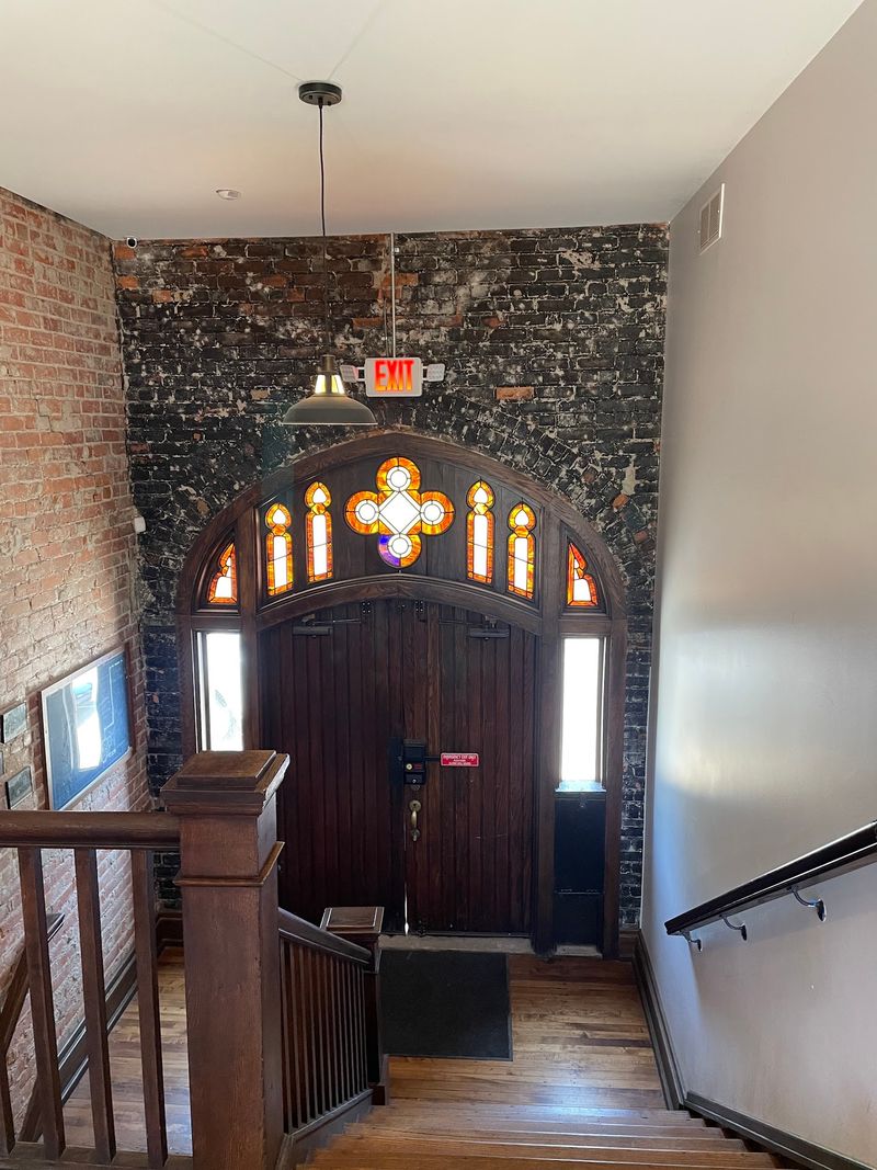 Colored Light Pouring Through Old Arched Windows Colored Light Pouring Through Old Arched Windows