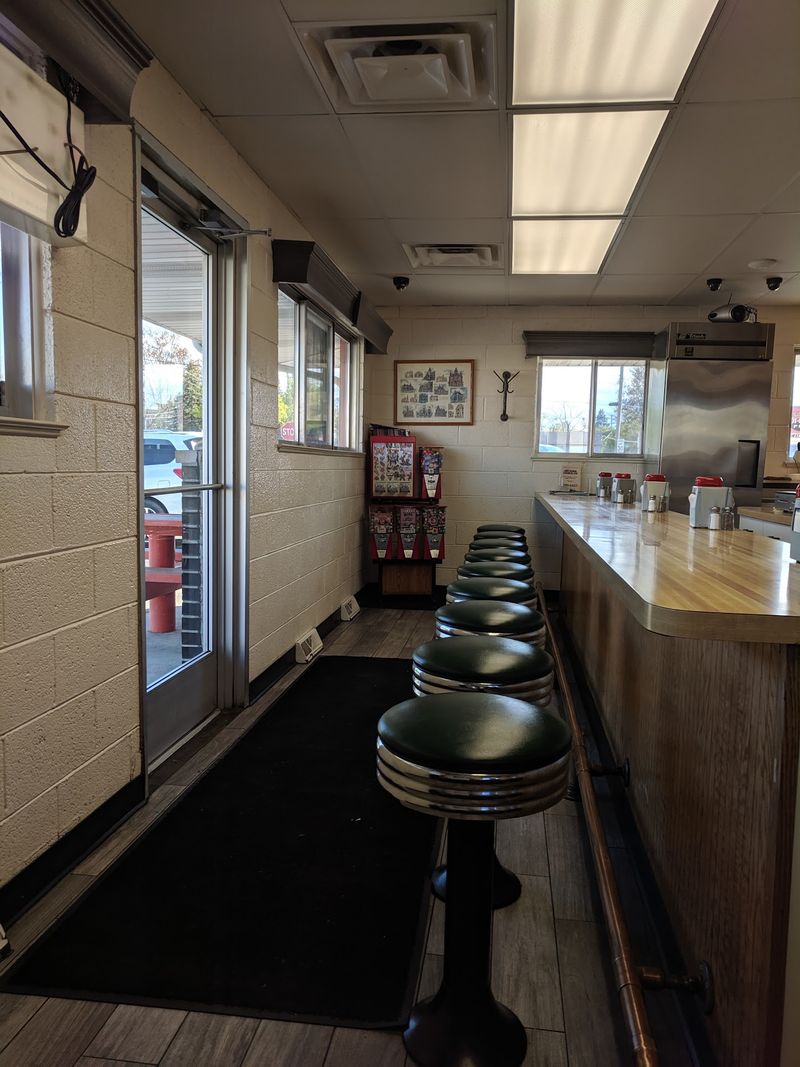 Counter Stools And Two Booths Keep Things Cozy Inside Counter Stools And Two Booths Keep Things Cozy Inside