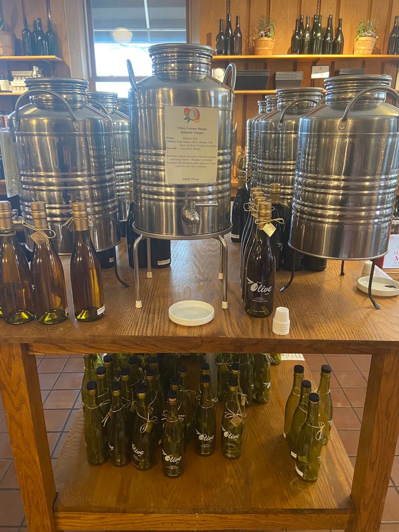 Rows of Infused Olive Oils and Balsamic Vinegars